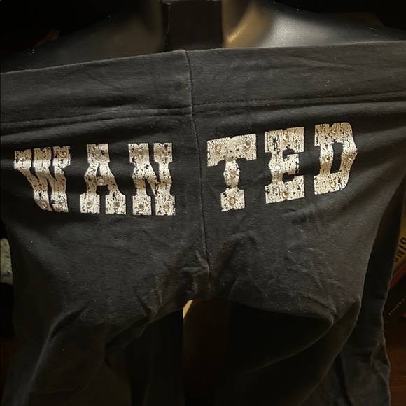 Planet gold Navy blue tie front rhinestone  'Wanted' pants medium - Picture 4 of 6